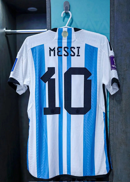 Messi #10 Premium Soccer 2022 Argentina World Cup Champions - Home Jersey by Adidas