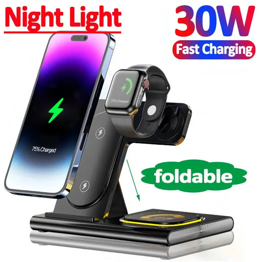 30W Wireless Charger Stand 3 in 1 For iPhone 14 13 12 Pro Max Apple